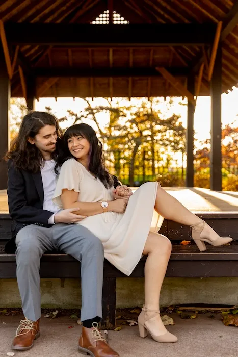 Engagement photo in the garden